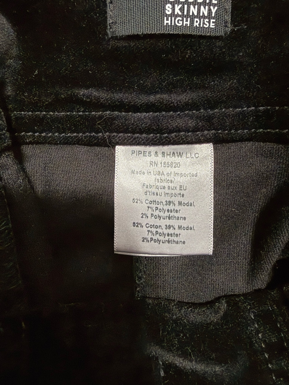 Veronica Beard Debbie High-Rise Velvet Skinny pant Jeans in Black - Size 26 - Picture 6 of 8